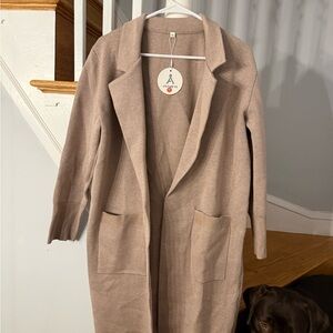 Tan Longline Cardigan